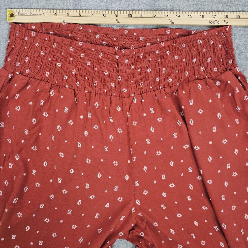 Torrid Pants Women 3T 3X Tall Rust Orange Wide Leg Elastic Waist Boho Geometric - Picture 9 of 12